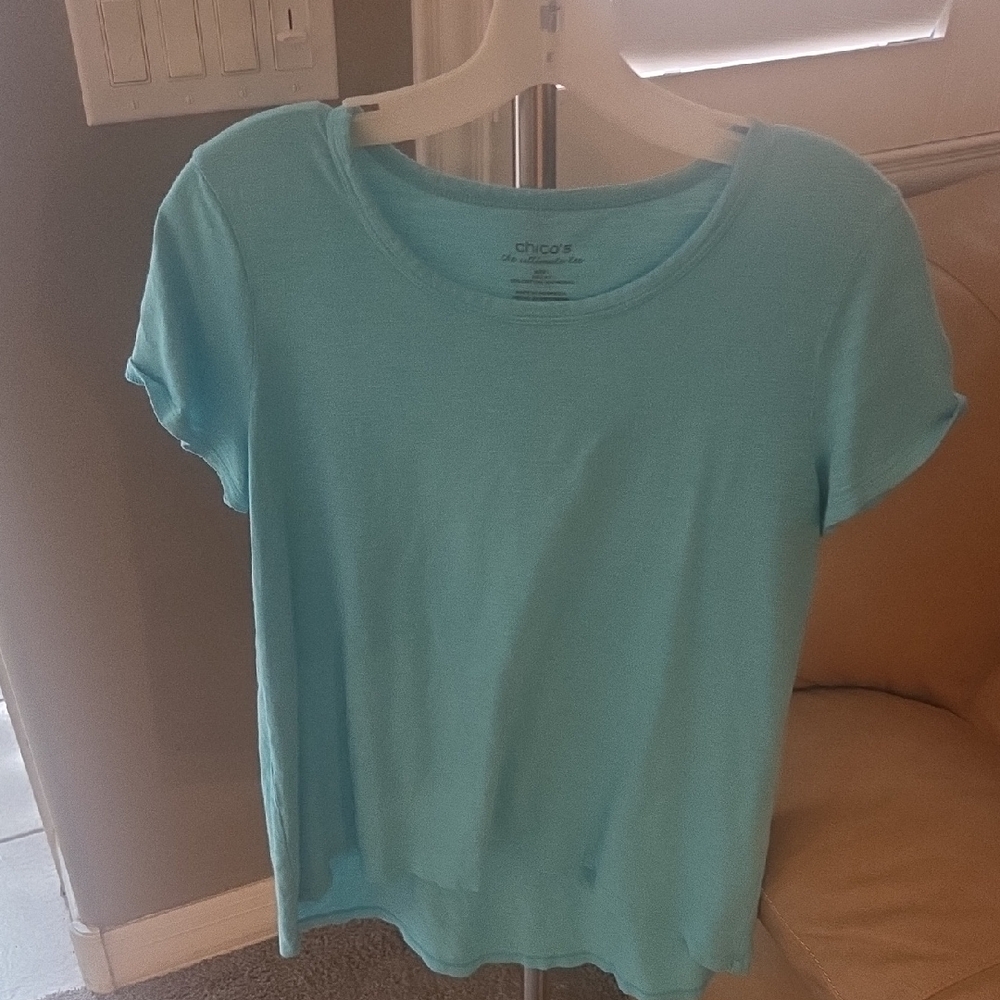 Chico's Aqua Short Sleeve Tee